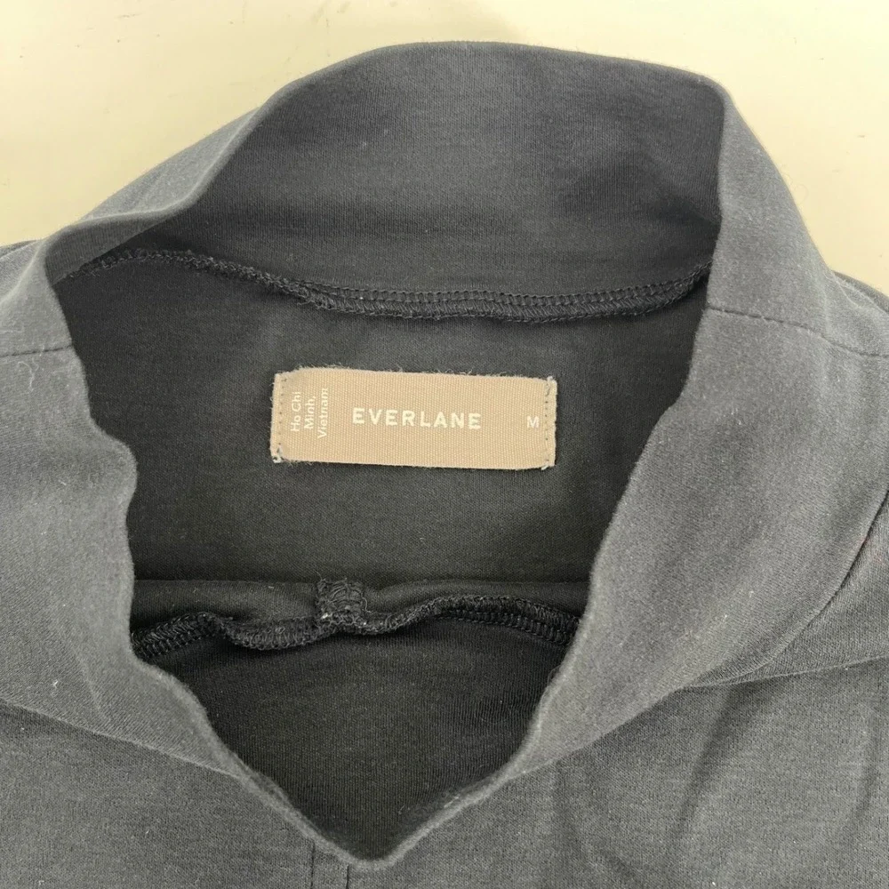 Everlane Luxe Cotton Mockneck Tee Black 100% Cotton Women Size M - Picture 3 of 6